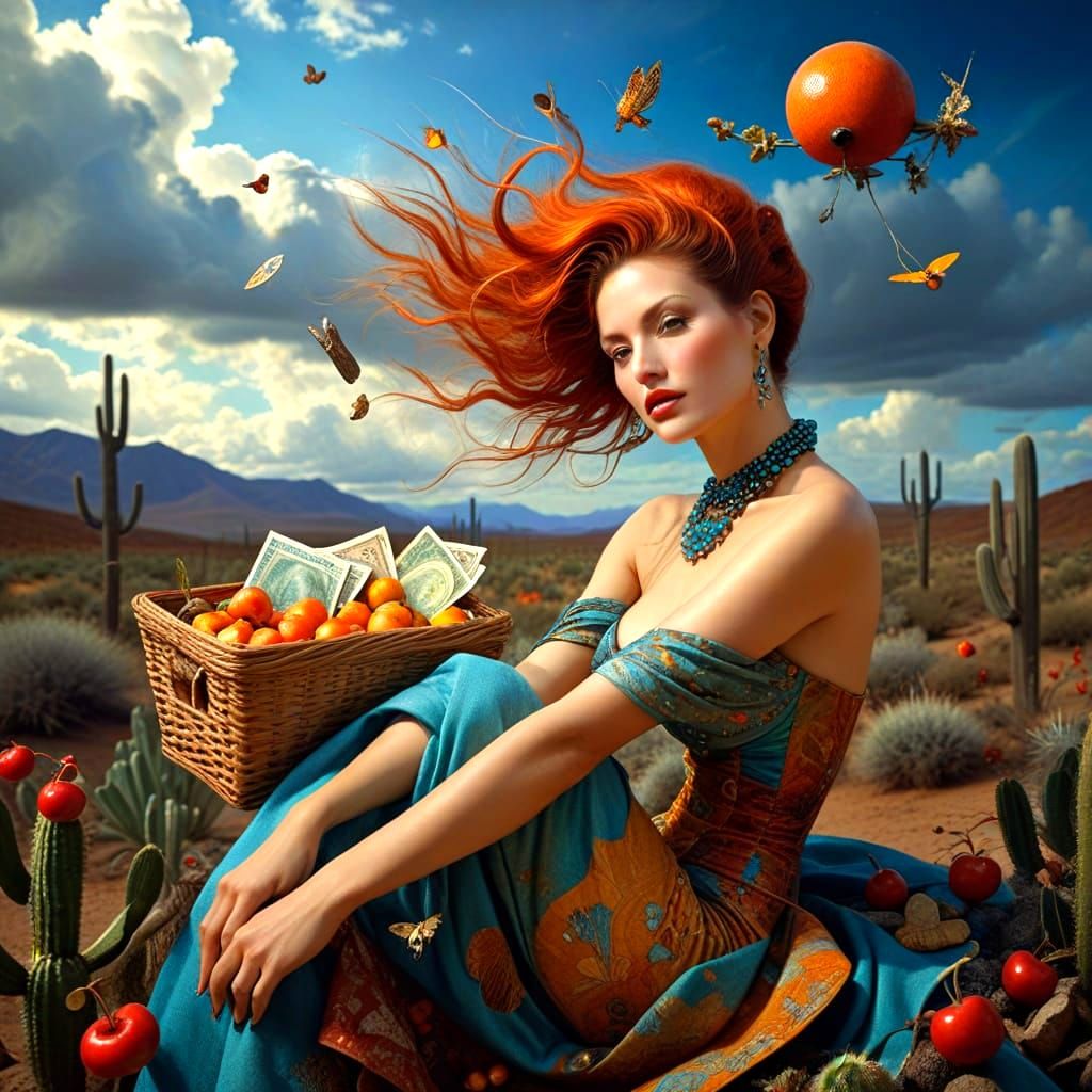 Photorealistic Portrait in Surrealist Scene