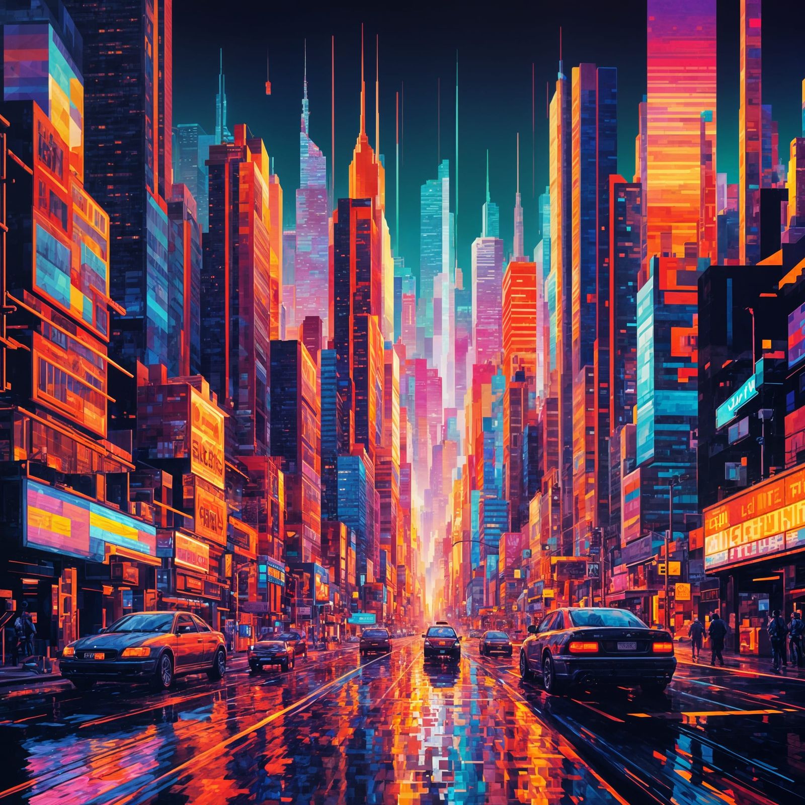 A cityscape with glich  by @Bai