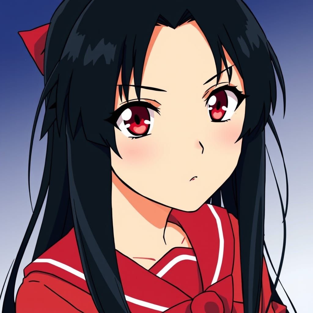 Anime Girl in Red Sailor Fuku Uniform