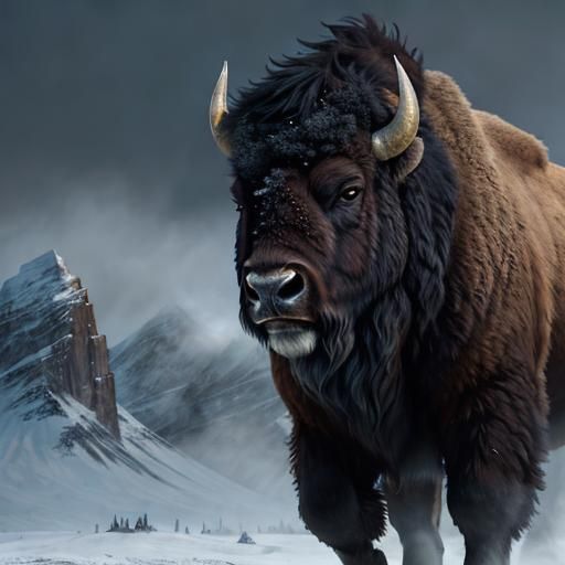 Defiant Bison Surviving the Snowstorm #1410