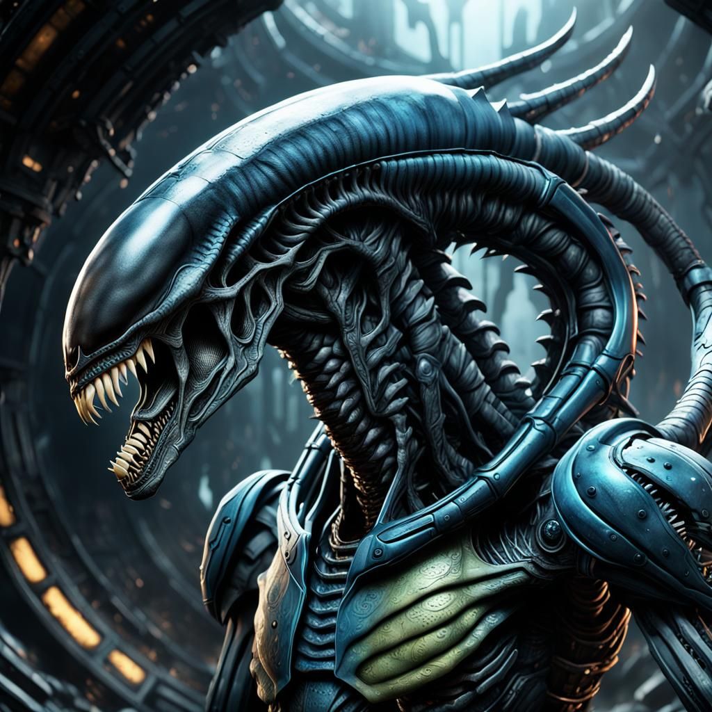 Alien Queen xenomorph, in the style of geiger   by @Dessa