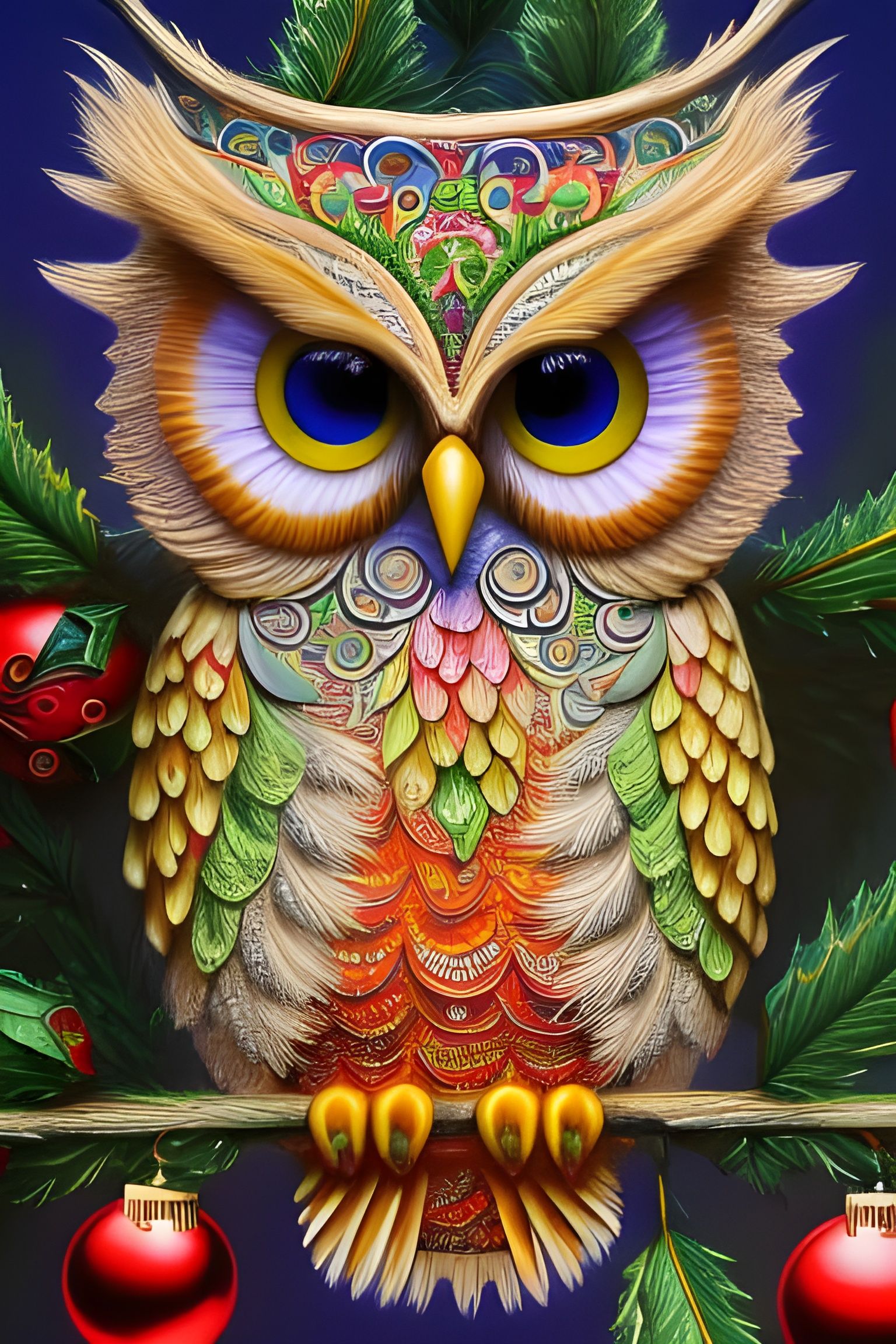 Noelle the Christmas Owl  by @Art of Art