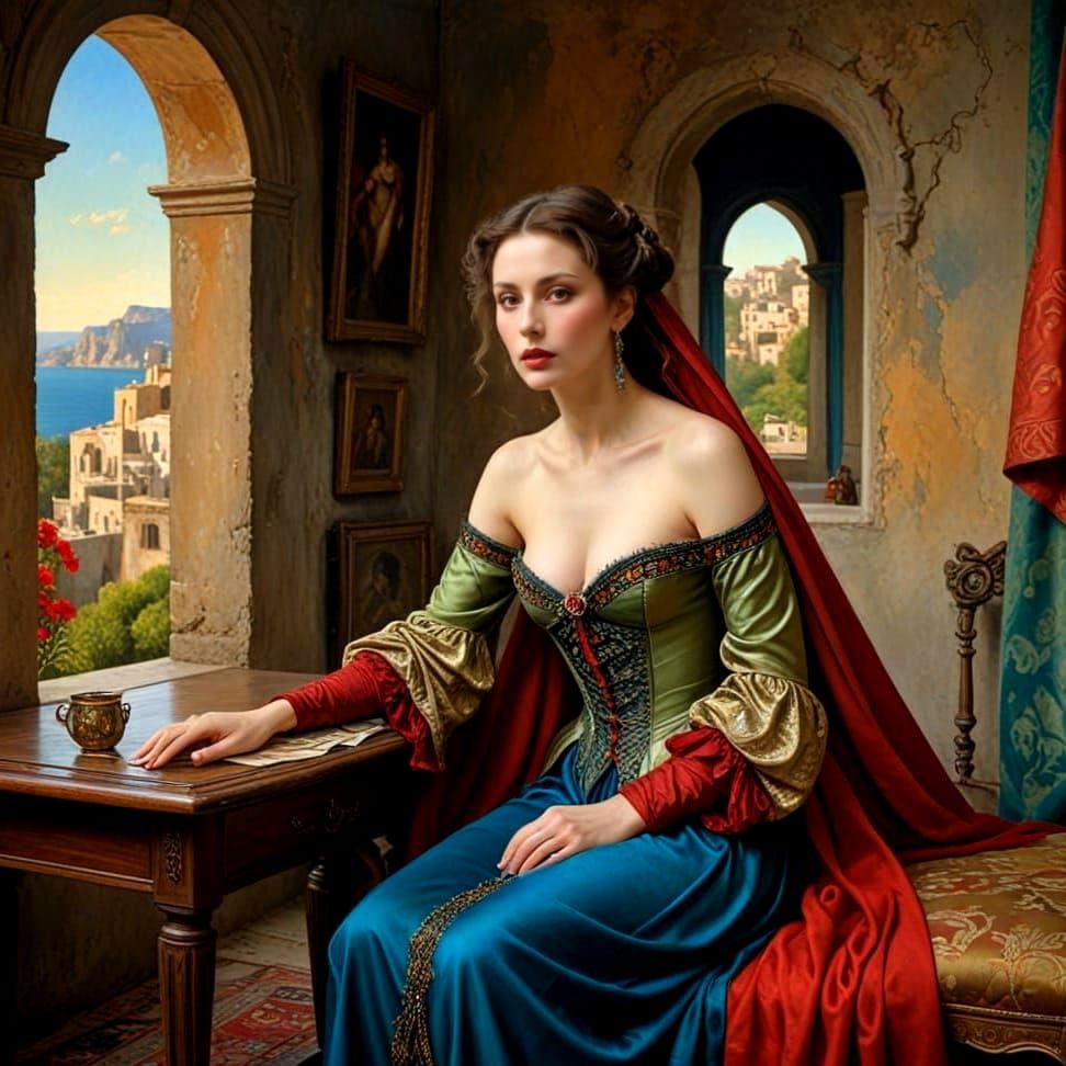 Enigmatic Lady in a Dramatic Surreal Scene