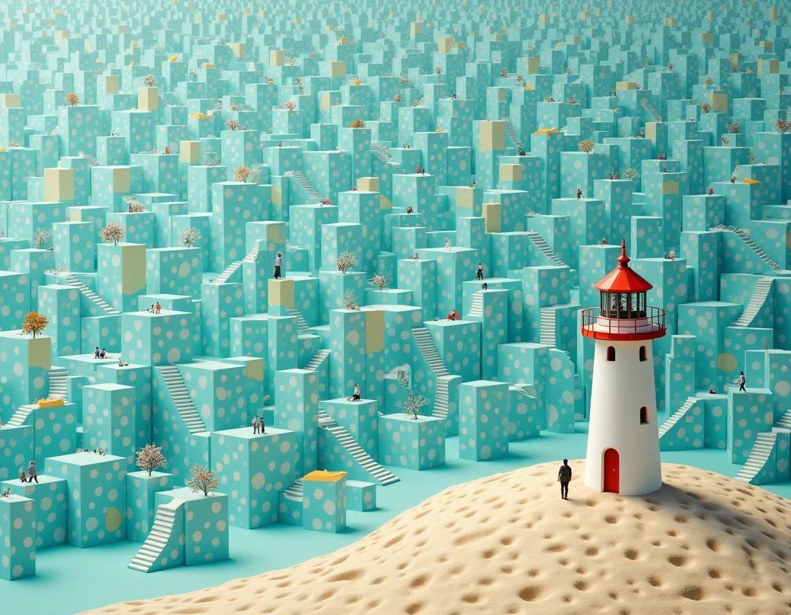 Lighthouse on a sandy beach