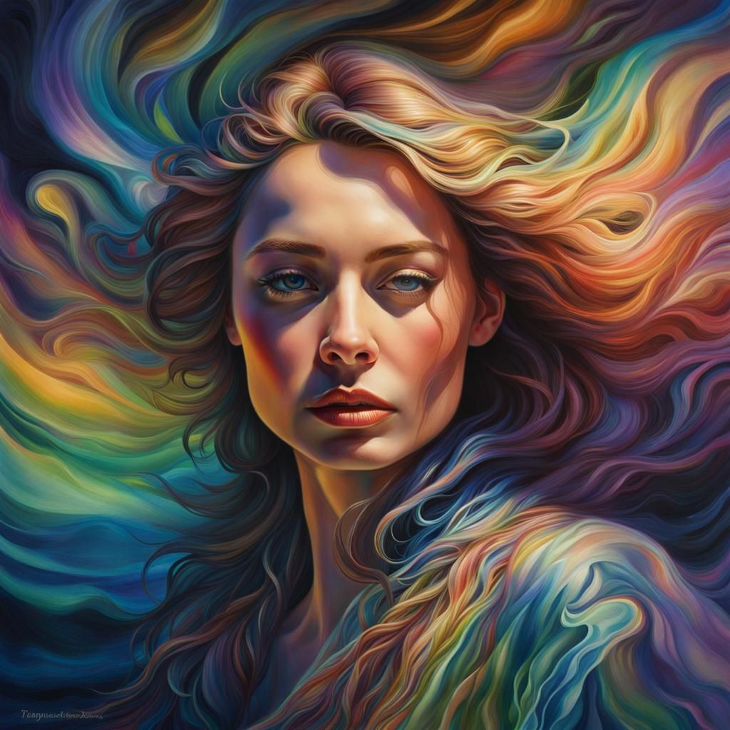 Iridescent Portrait of Woman in Creative Energy