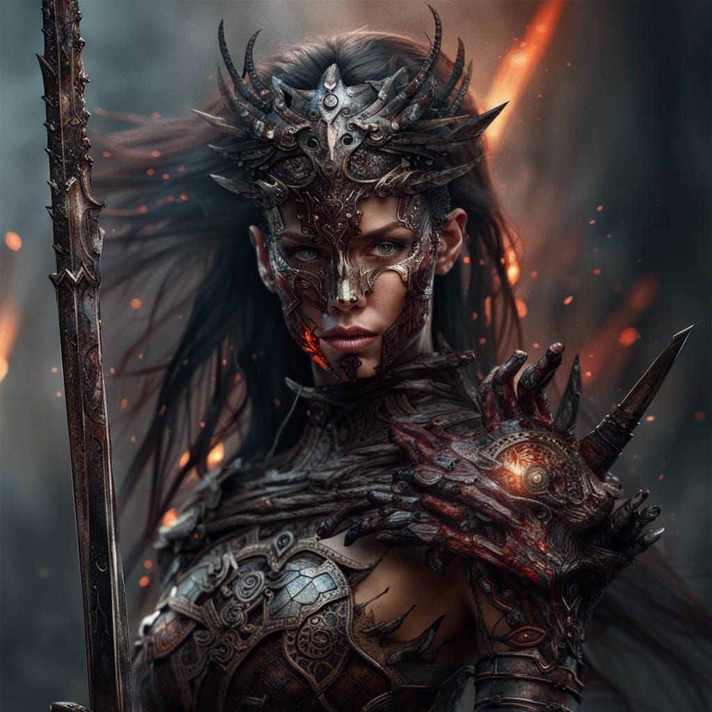 Demon Huntress in cursed armour  by @Mike Ritchie