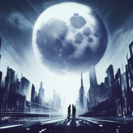 huge mystical glowing moon
