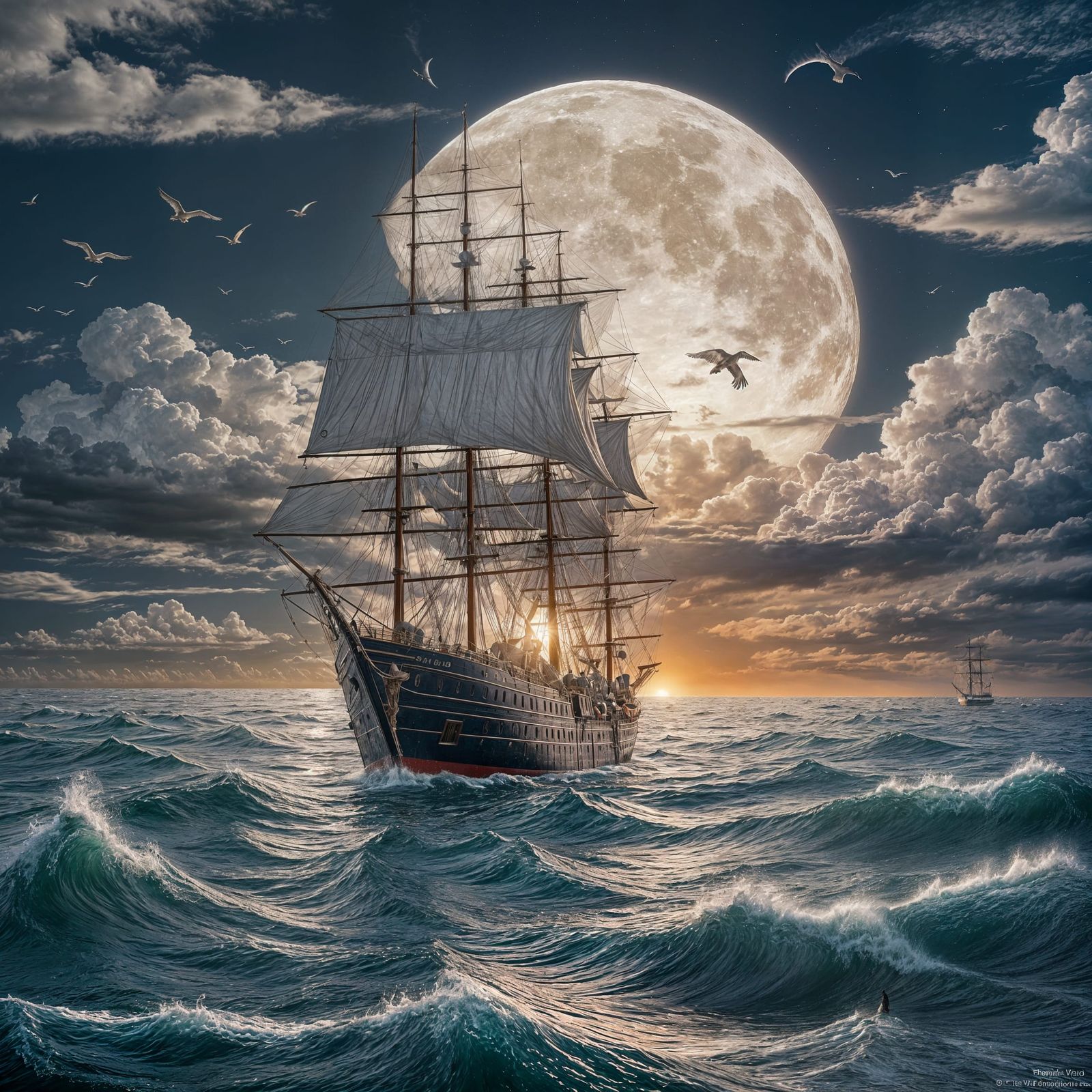 Majestic Gothic Ship at Sunrise