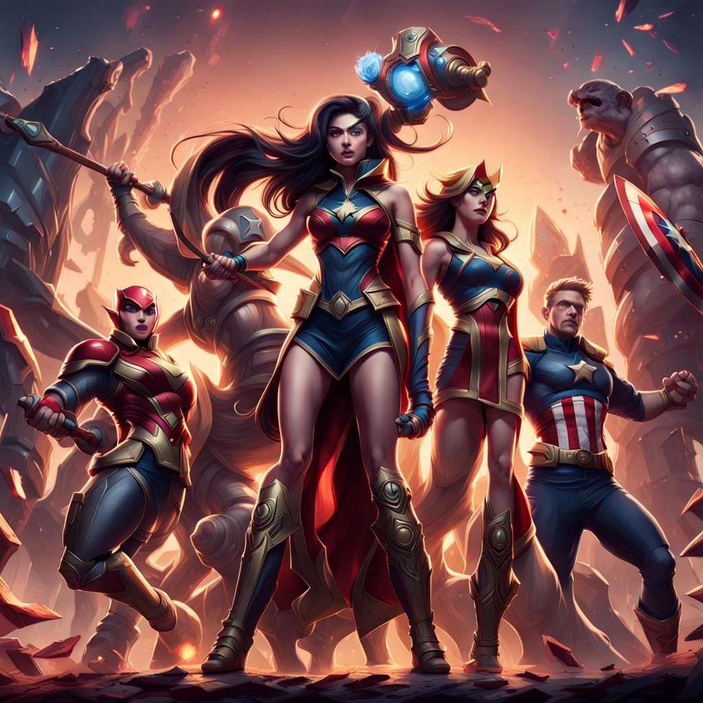 League of Legends, justice, avengers, squad, cheer, marvel d...