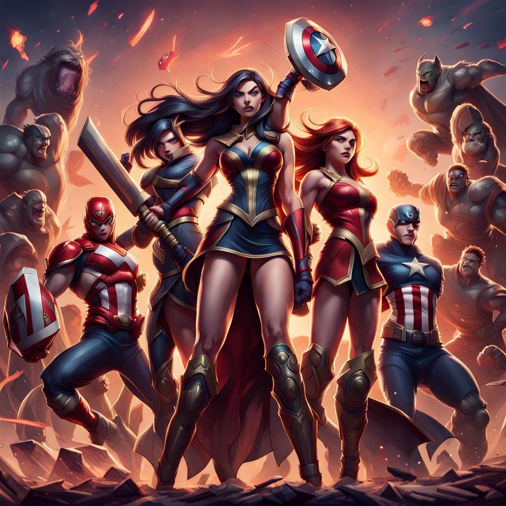 League of Legends, justice, avengers, squad, cheer, marvel d...