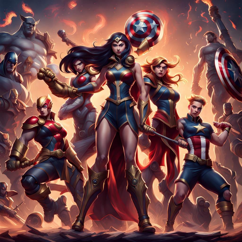 League of Legends, justice, avengers, squad, cheer, marvel d...