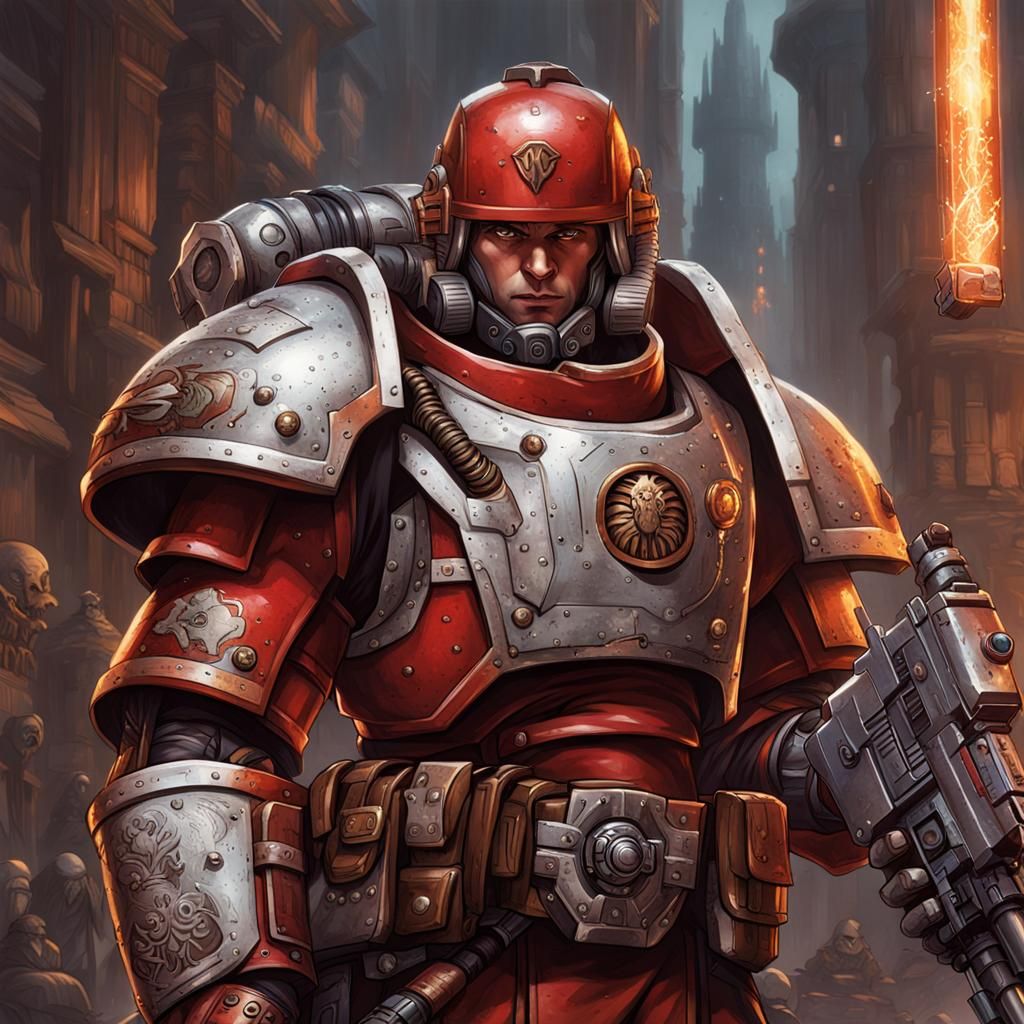 Young Handsame Human Warhammer 40000 Rouge Trader character,...