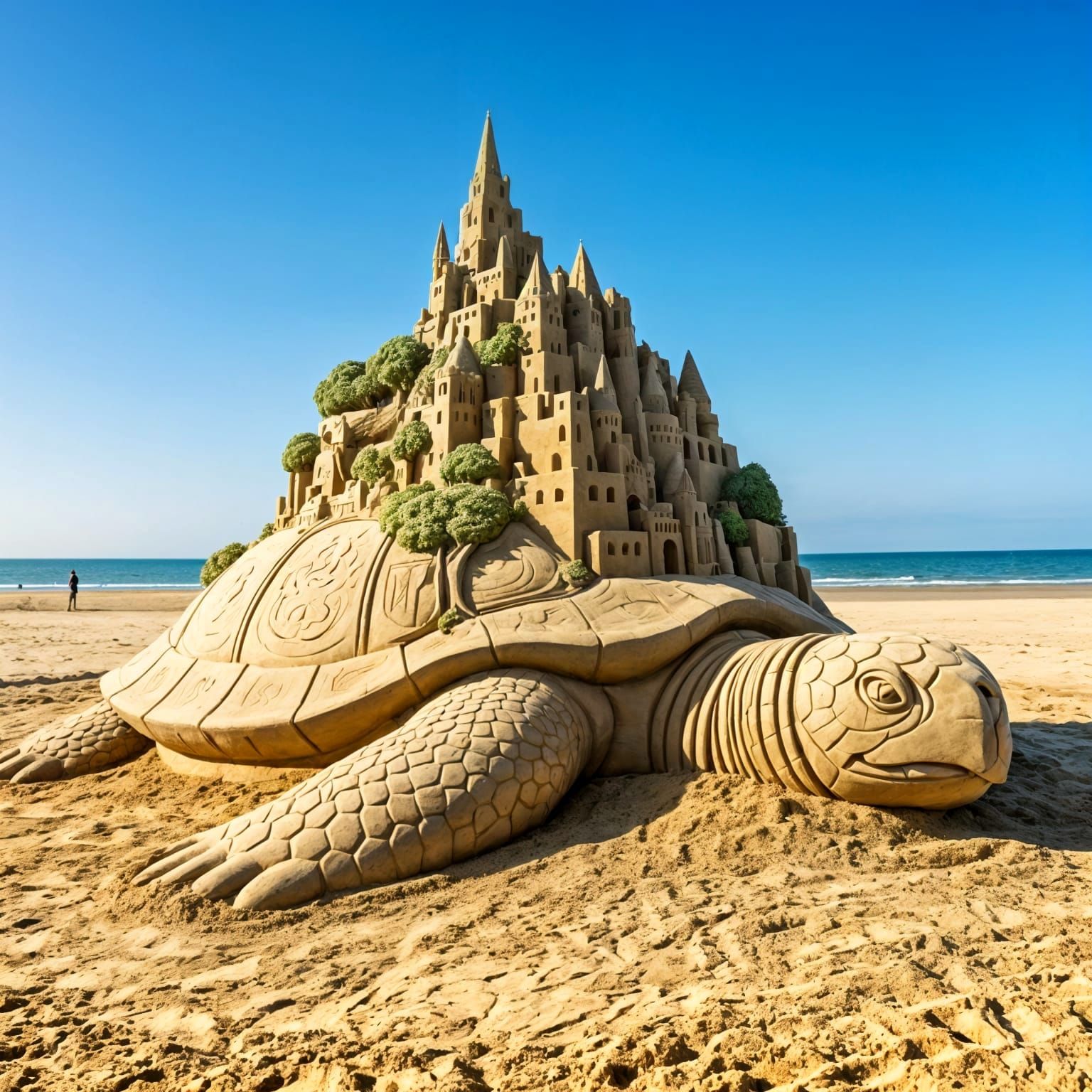 Shoreline Spectacle: The Majestic Sand Turtle and Castle  by @Hinty