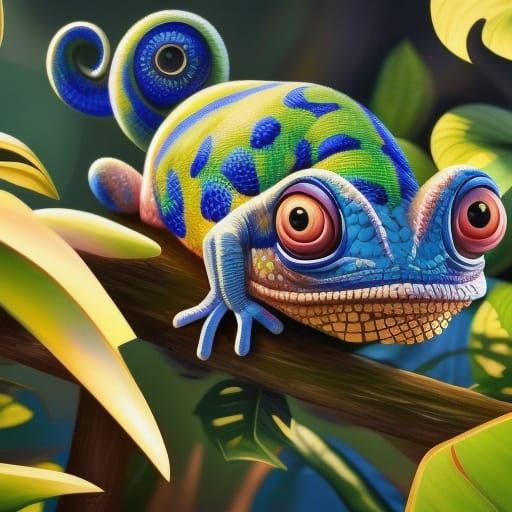 Chubby Chameleon Chilling in a Tree  by @BinaryDragon