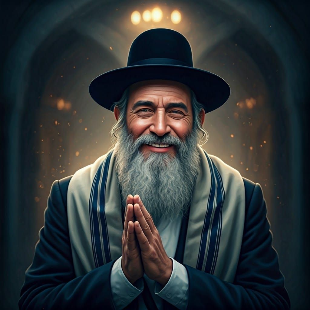 Haredi Man's Grateful Smile in Dreamlike Realm