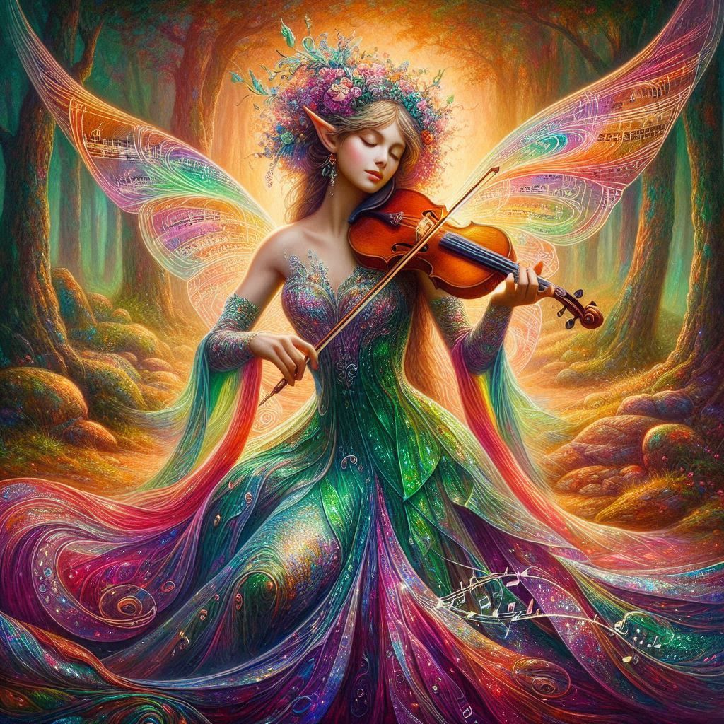 elf playing a violin