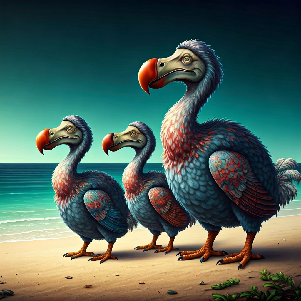 Dodo Family On The Shores Of Mauritius   by @EmeraldEyeForAI