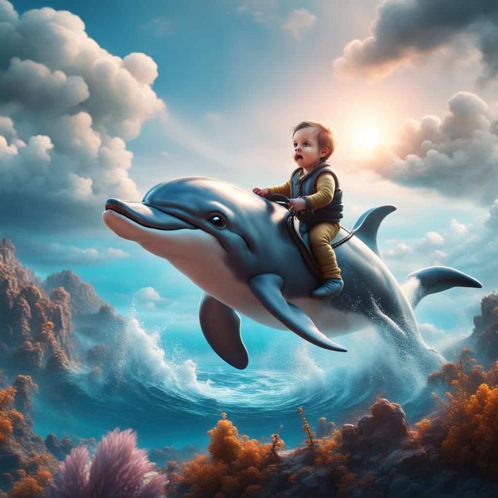 baby and dolphin - AI Generated Artwork - NightCafe Creator