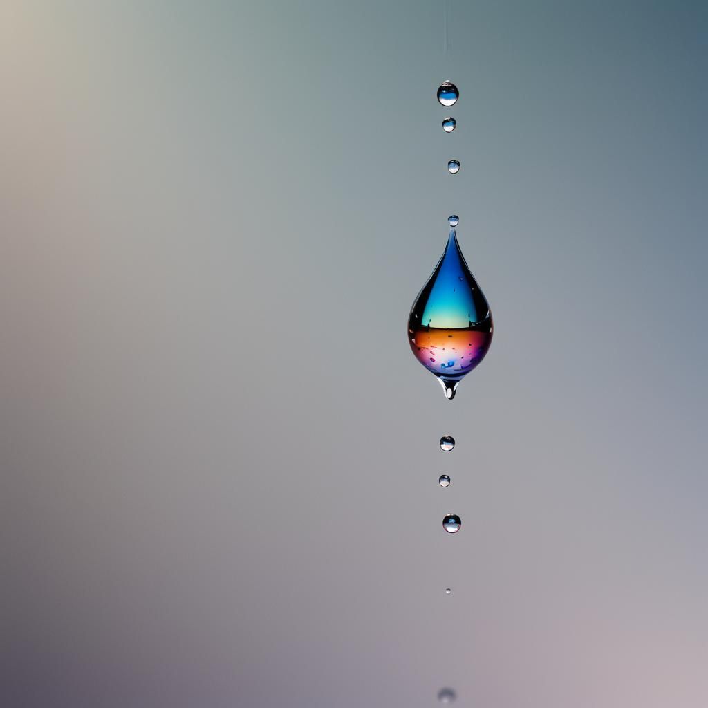 Macro Photograph Of A Drop Of Water, Featuring A Blend Of Gradient 