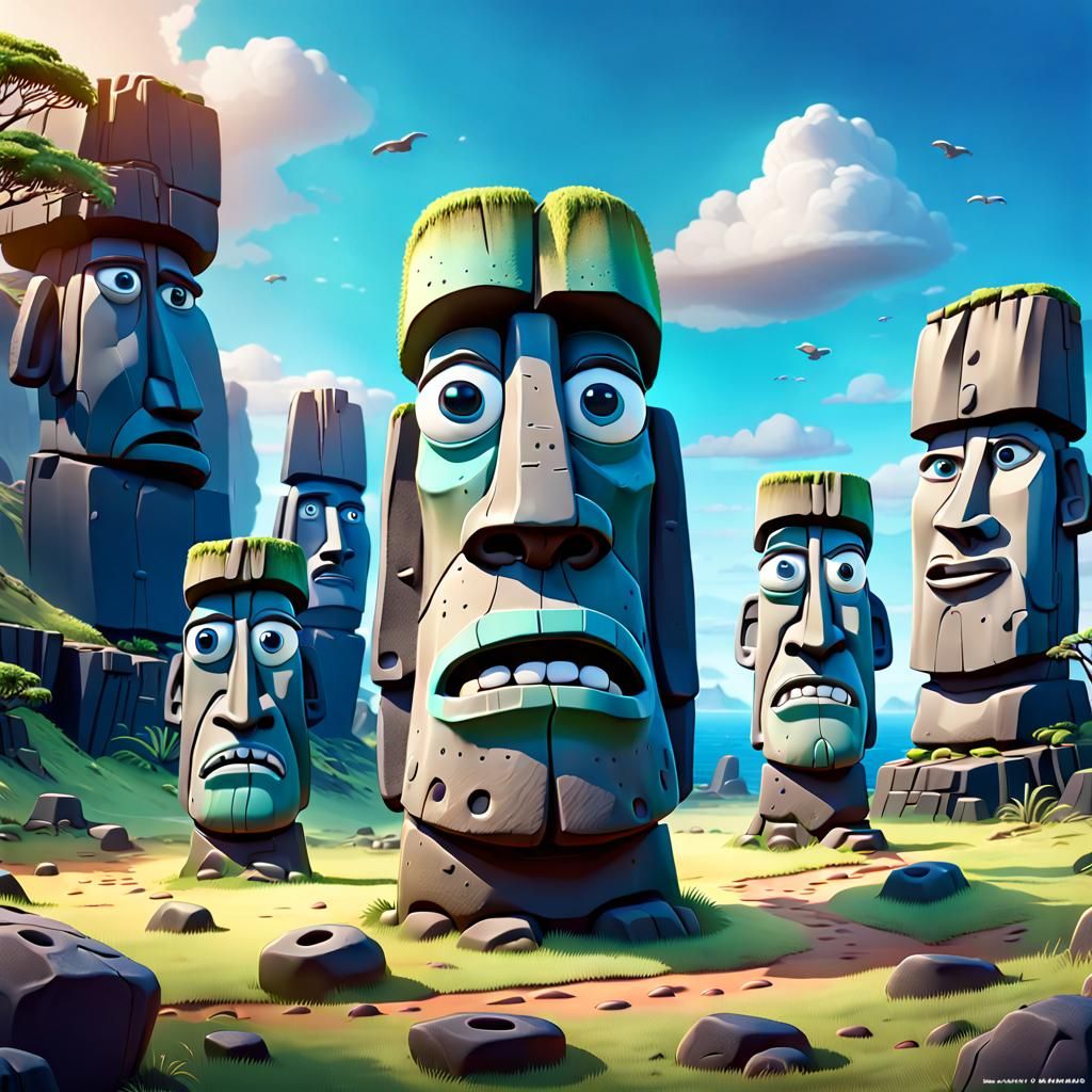 Googly eyes Moaï  by @Kikifoufou