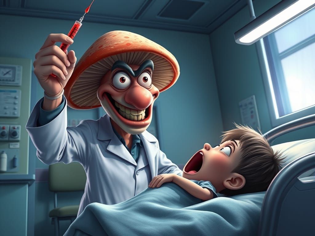 Crazy mushroom as a doctor  by @dhee noerd