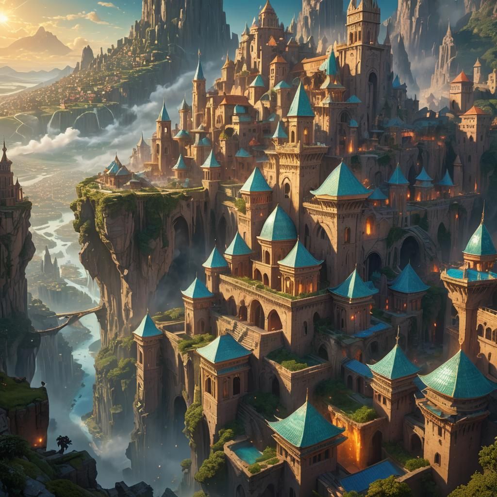 Floating Ancient City in Mystical Archipelago