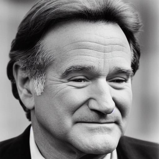ultrarealistic portrait of a 1980 Robin Williams, true to life facial features realistic head and shoulders ...  by @Dengate Design