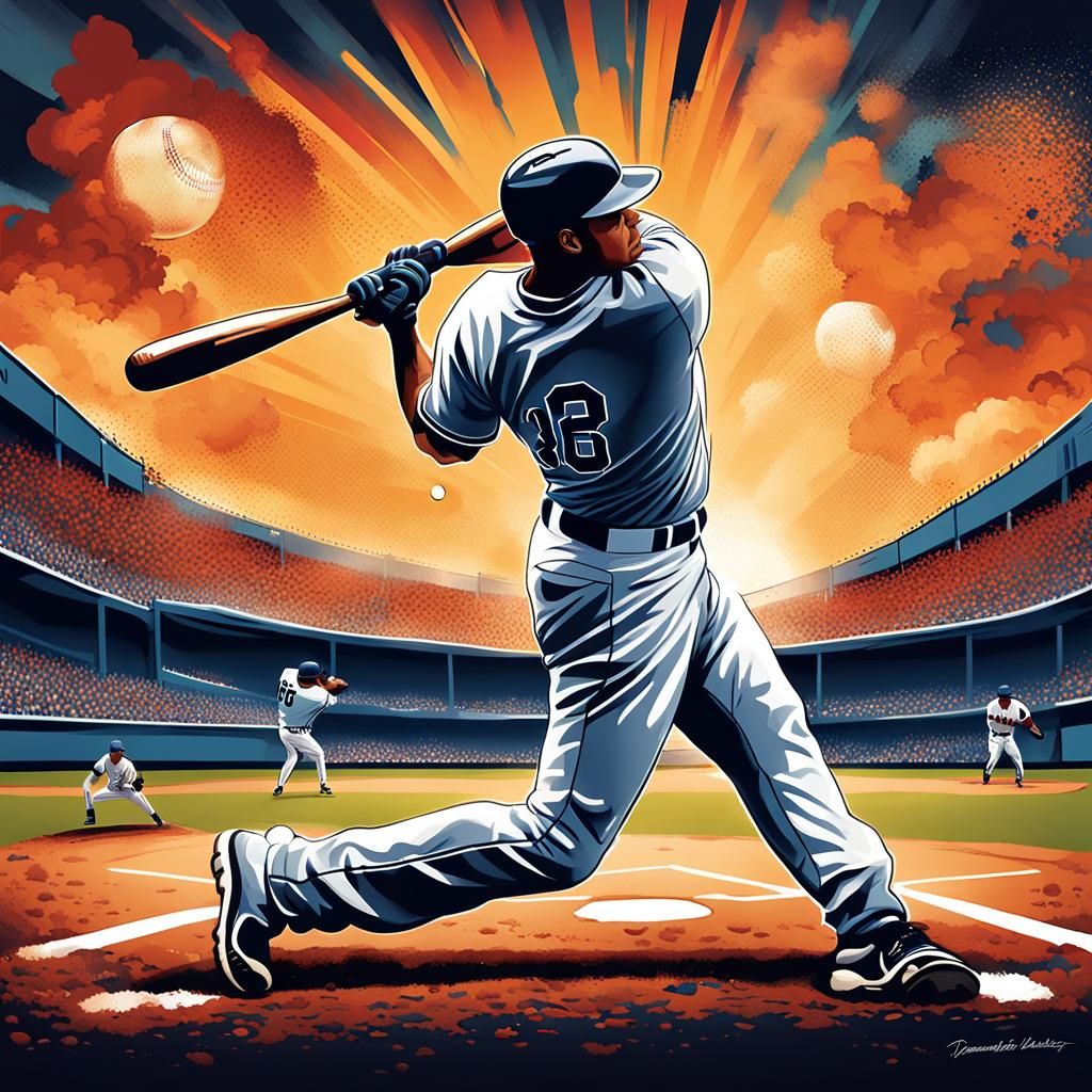 Dynamic illustrations featuring baseball players in action, from powerful swings to intense pitching ...  by @Gally_JBG