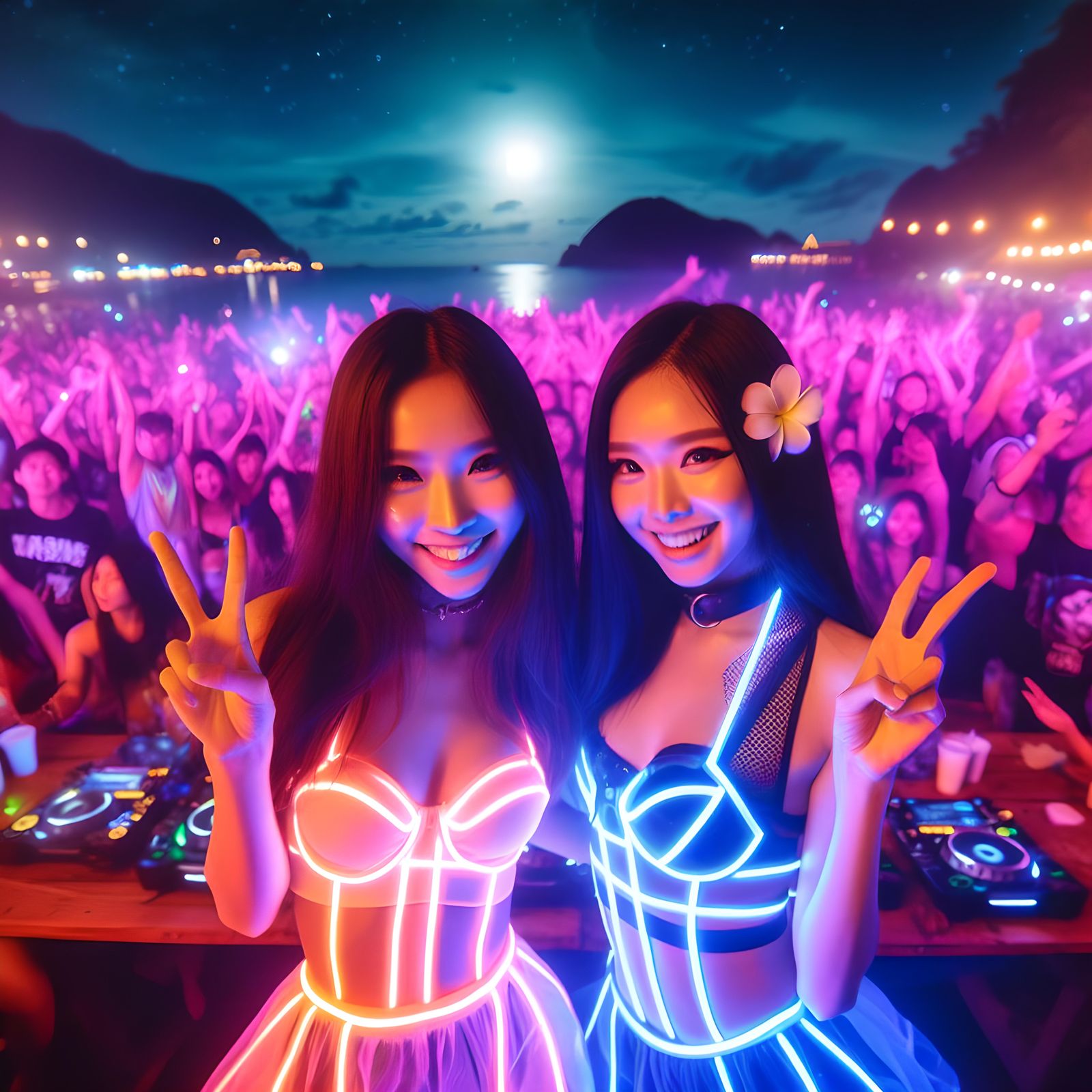 Full moon dance party, Thailand