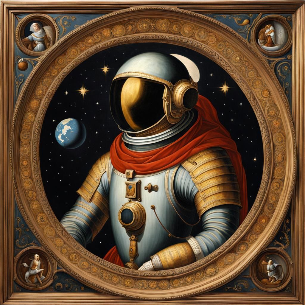 Medieval painting astronaut