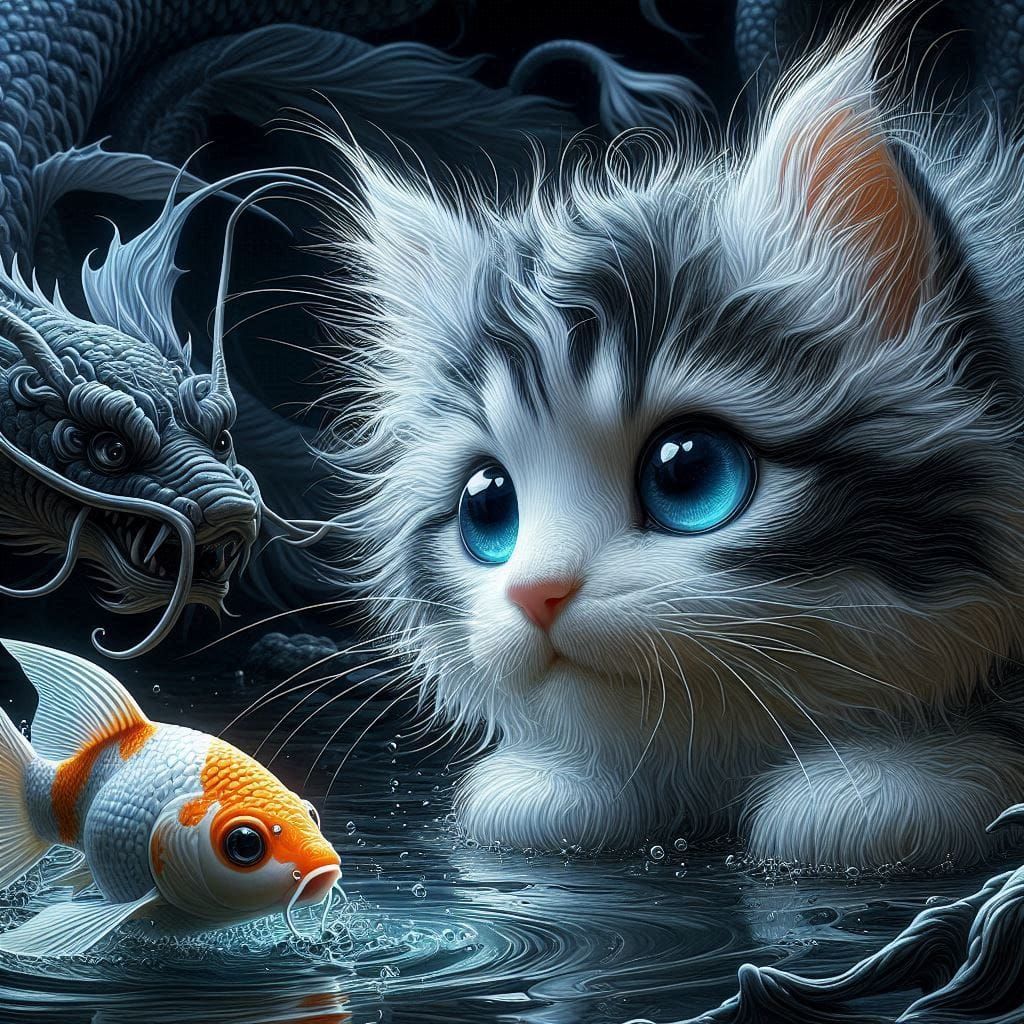 Cat, Koi, Dragon