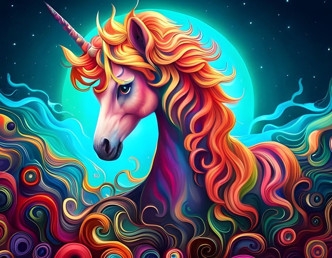 a magical Unicorn, insane details, psychedelic - AI Generated Artwork ...