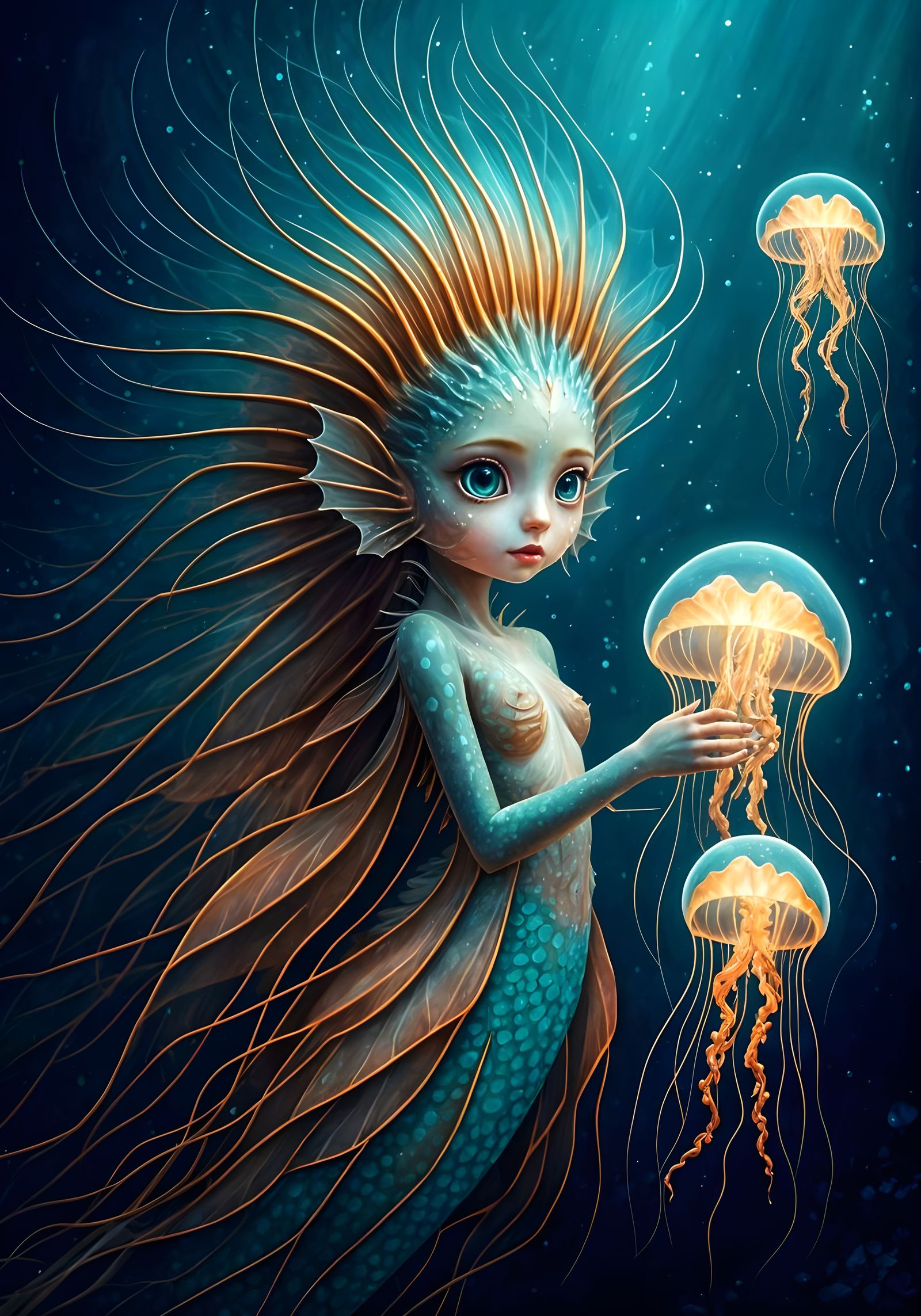 Tending the jellies  by @Tiny Pearl Cat