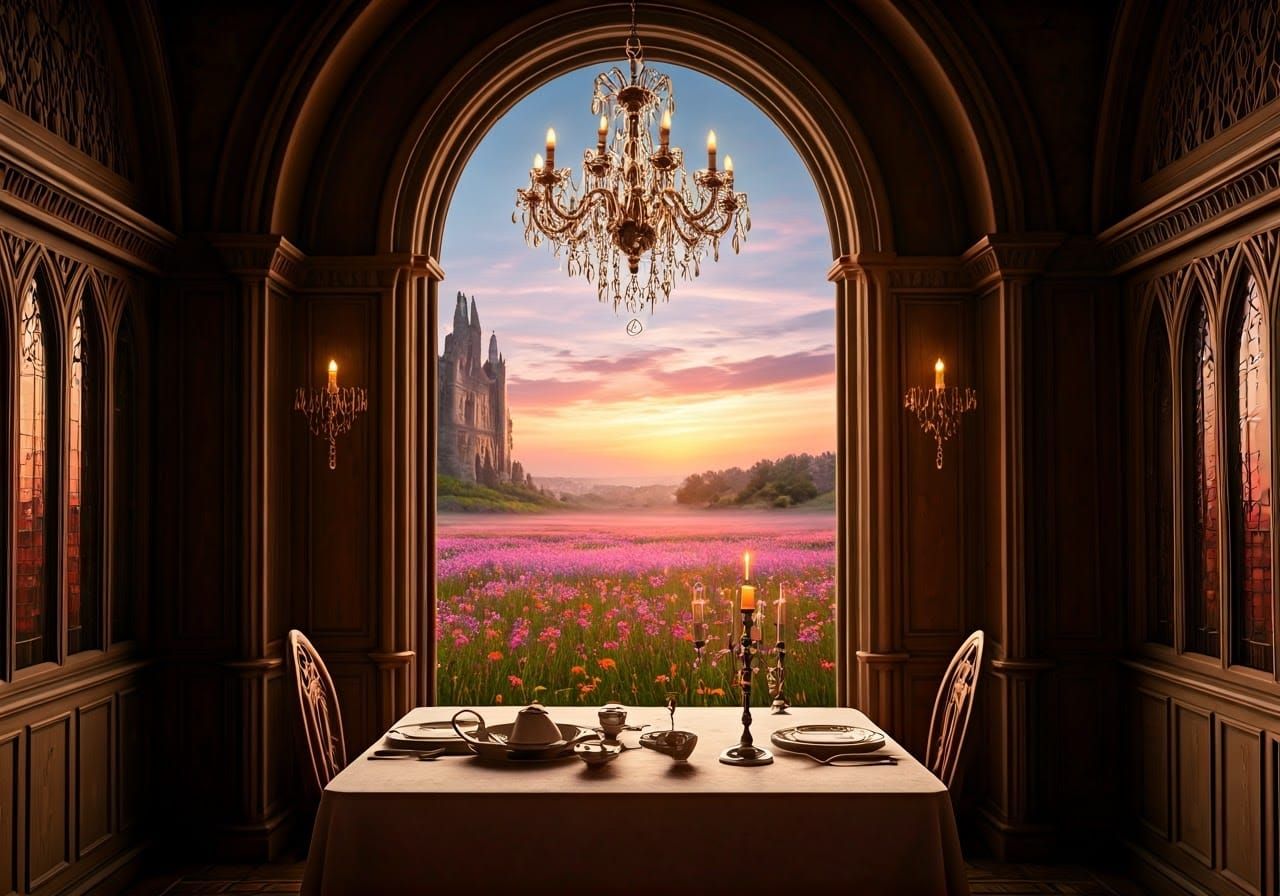 Mystical Mansion at Sunset, Victorian Style