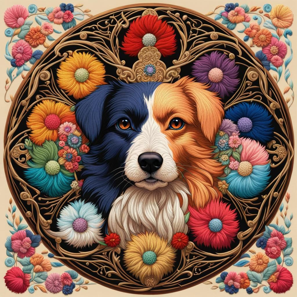 Dog embroidery  by @Gokiburi