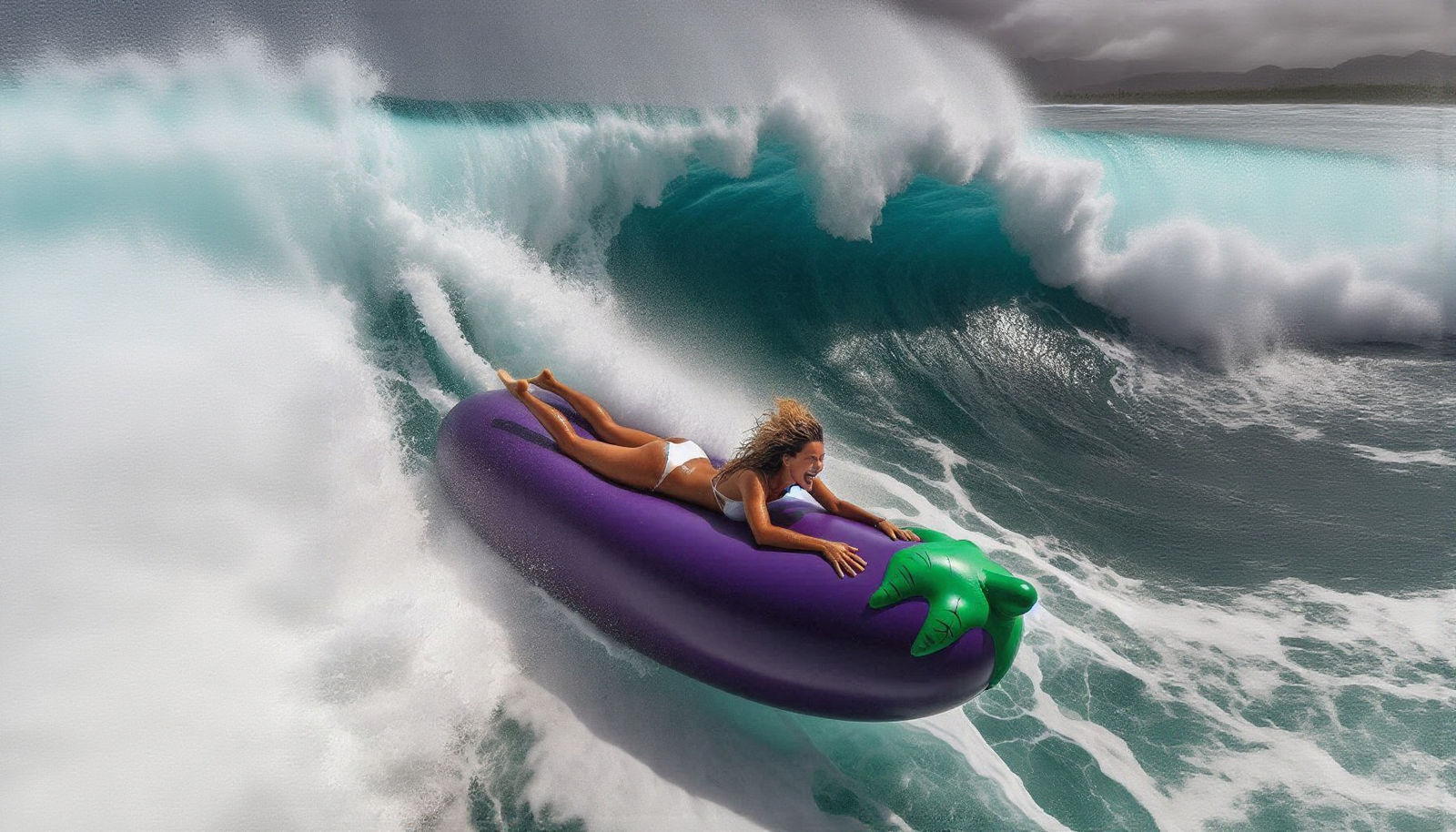 Eggplant pooltoy ride