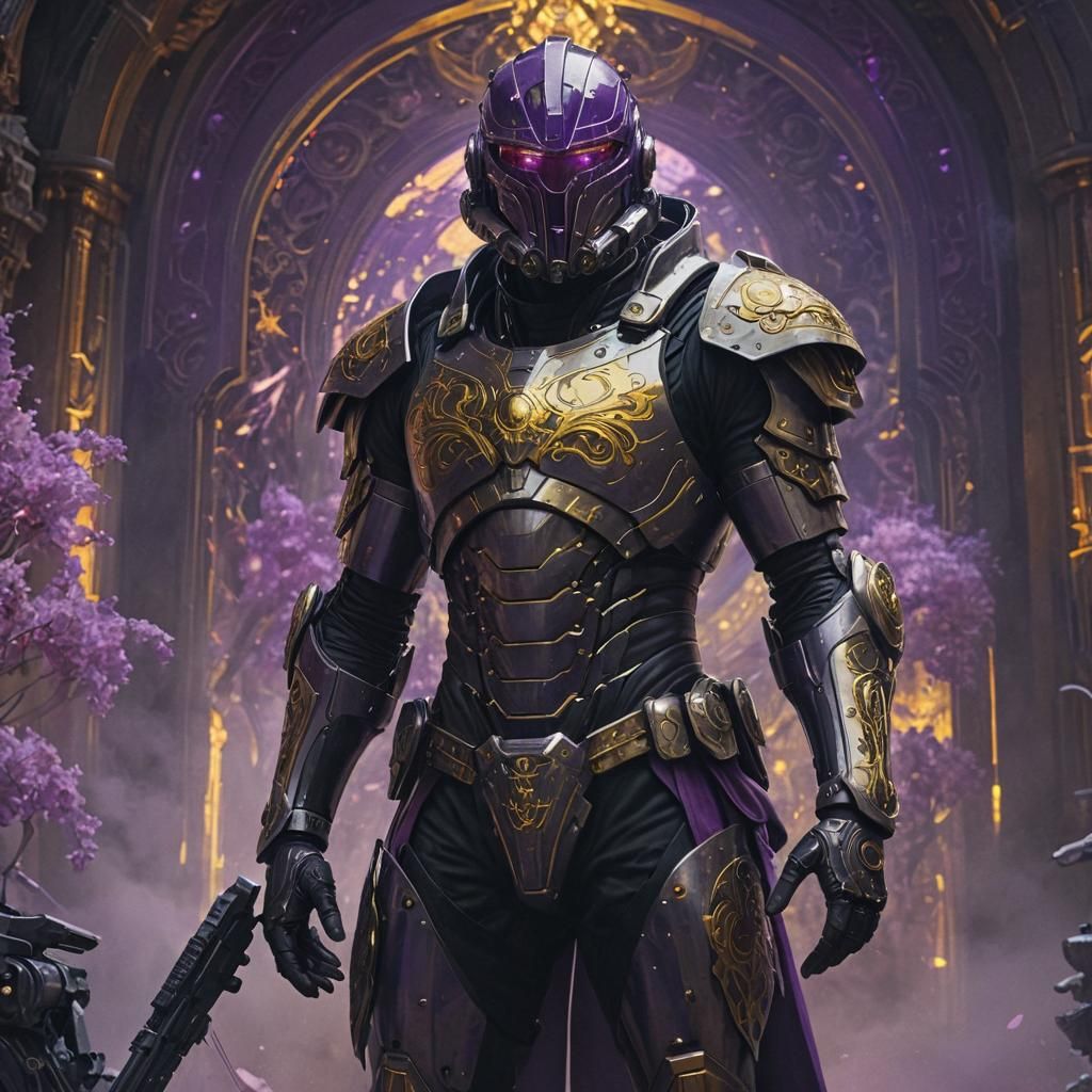 Futuristic Soldier Leading Army in Dark Fantasy Art