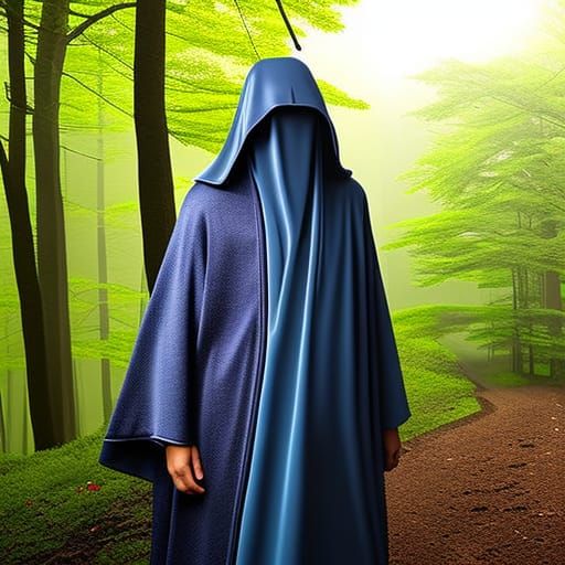 luminescent youth face camera ghostly translucent hooded wiz...