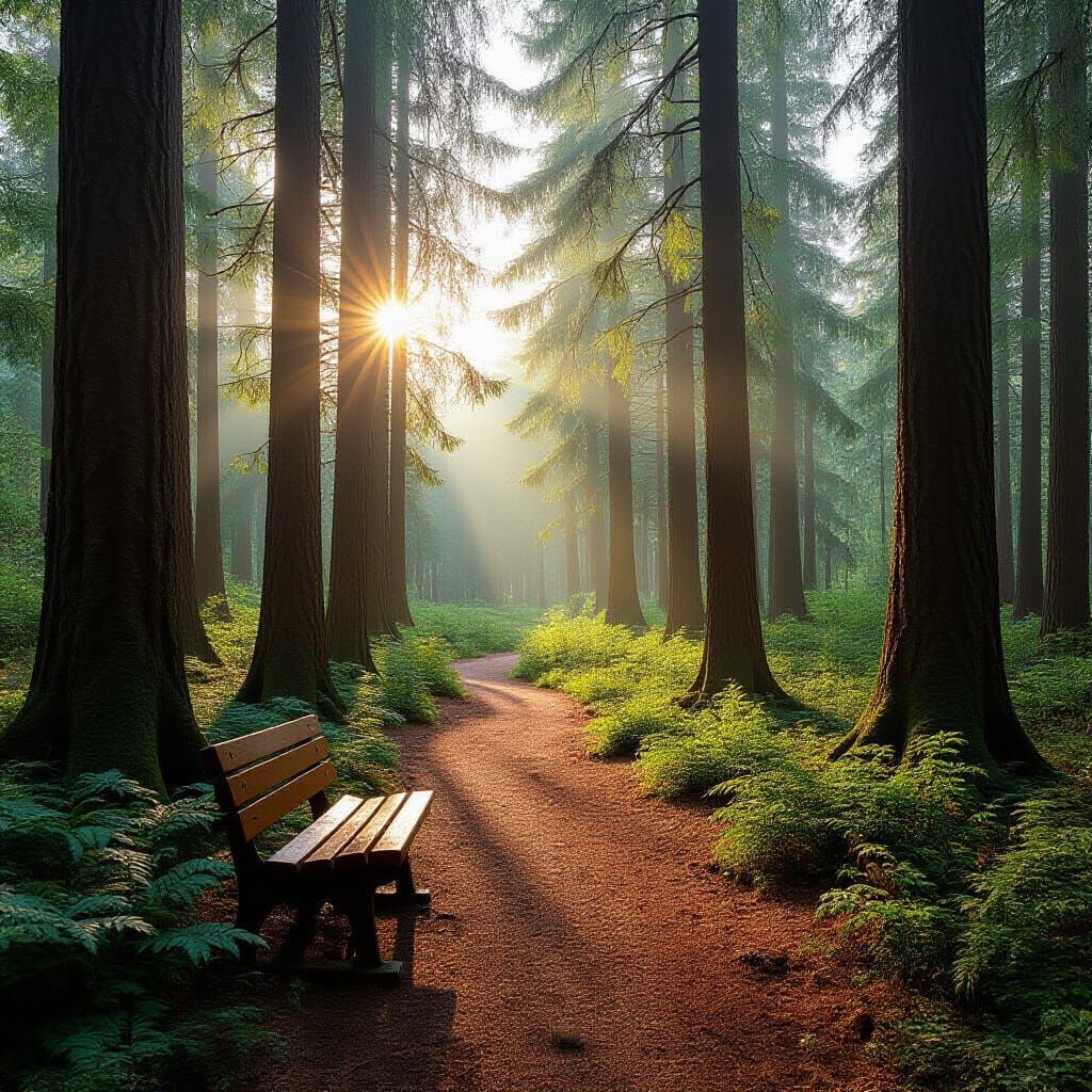 Cinematic Red and Green Forest Scene