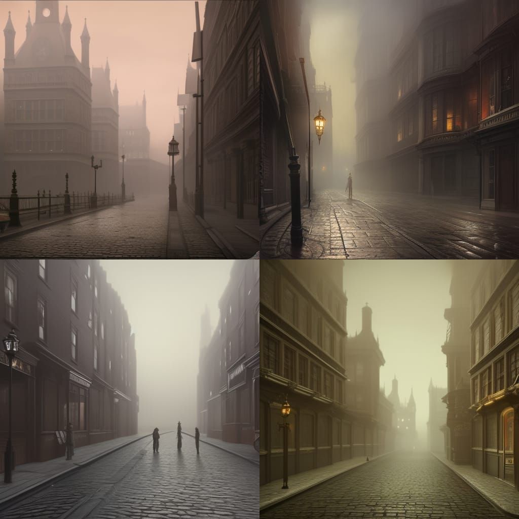 1880s misty London street
