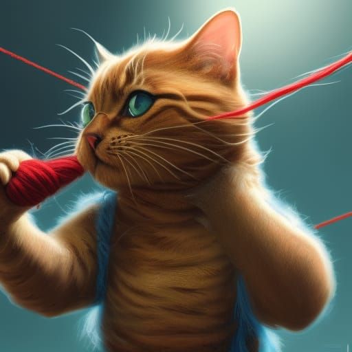 Cat with yarn ball