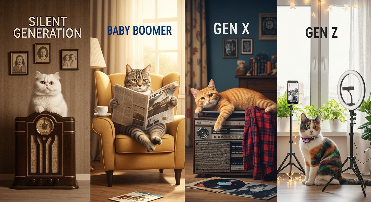 Through the Decades: A Feline Family Portrait  by @Celestial