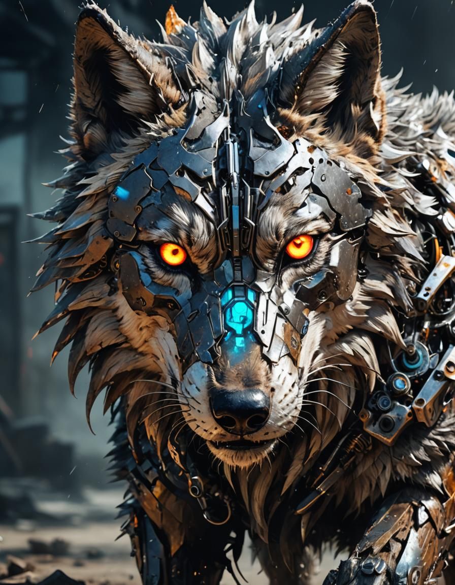 Cyborg wolf - AI Generated Artwork - NightCafe Creator