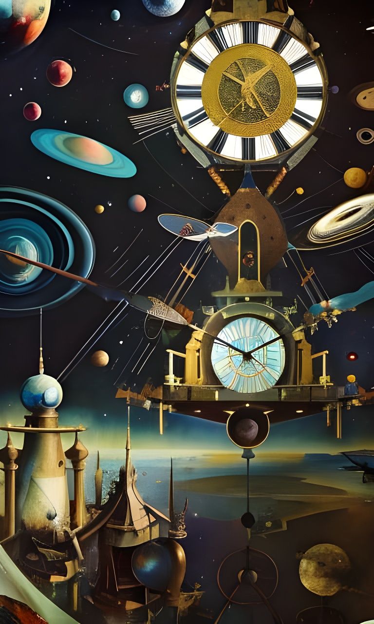A giant clock in outer space