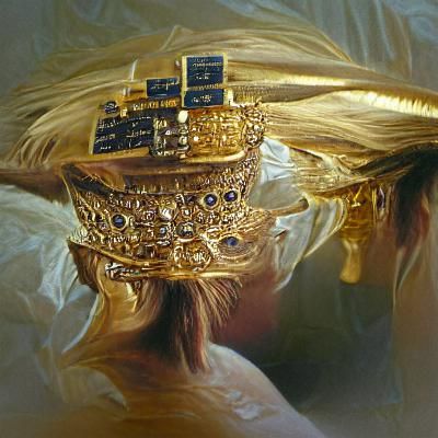 Elaborate gold crown encrusted with jewels and symbols