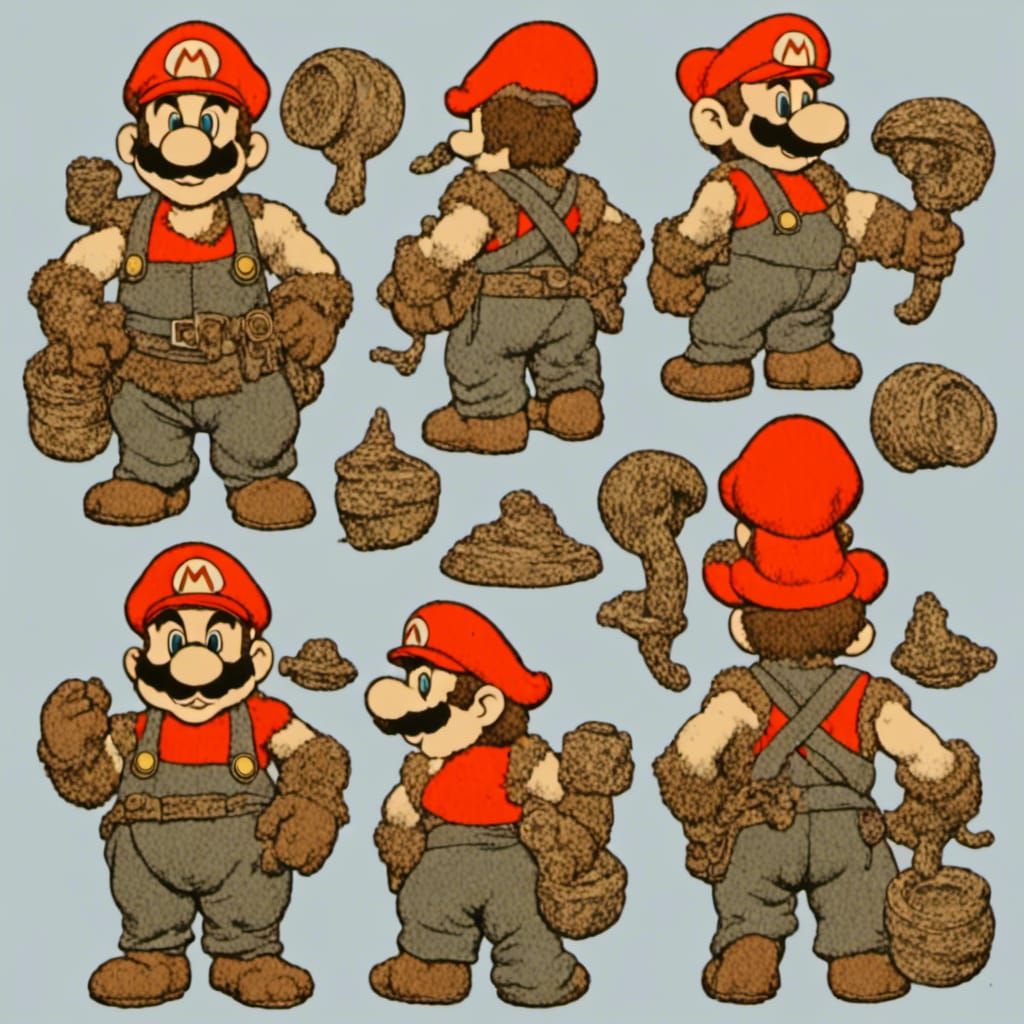 Mario ref sheet - AI Generated Artwork - NightCafe Creator