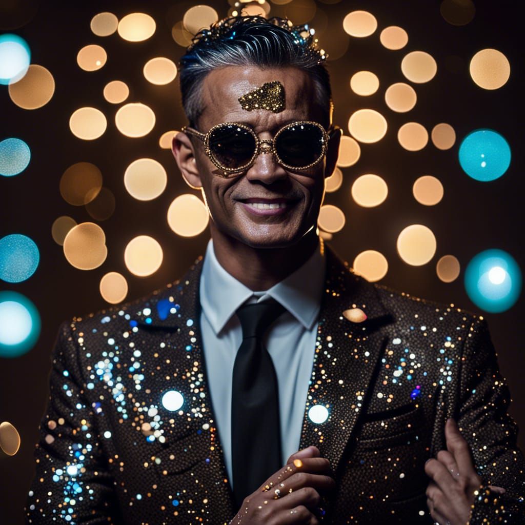ney matogrosso wearing a suit all made of glitter