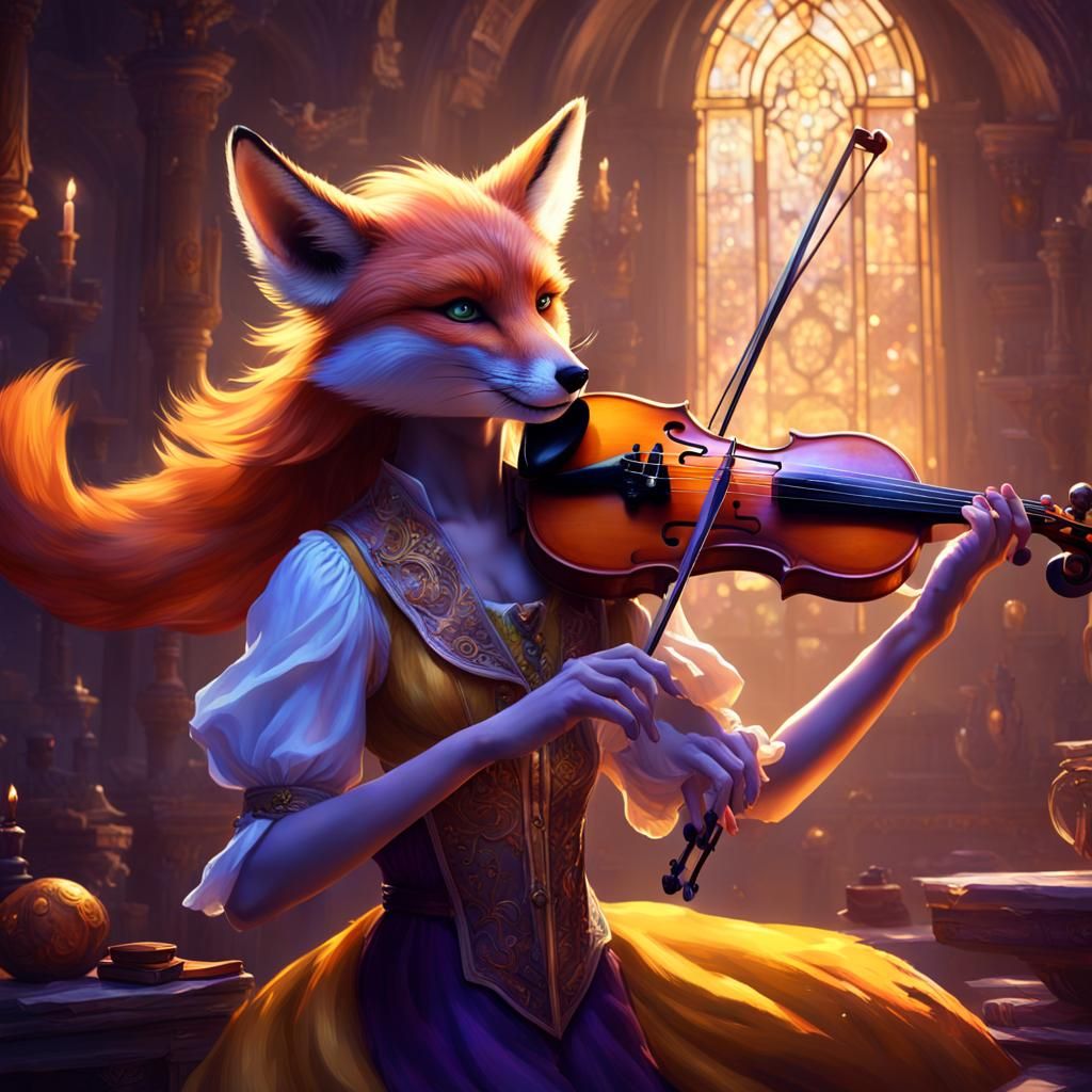 Anthro fox girl playing the violin 9