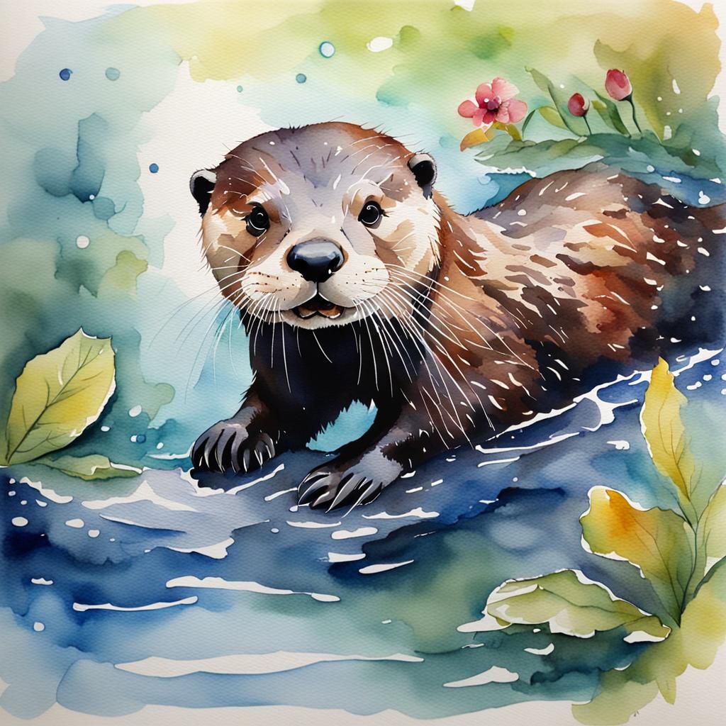Tarka the otter at play - AI Generated Artwork - NightCafe Creator