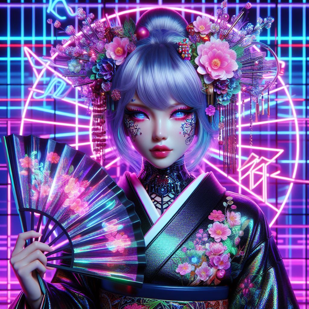 Neon Geisha Girl - Ai Generated Artwork - Nightcafe Creator